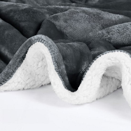 VAIVE Luxus-Sherpa-Fleecedecke 220x240 cm - Superweich - Plaid für Sofa, Bett oder Wohnzimmerdekoration - Decken - Plaids - Decke - Grau