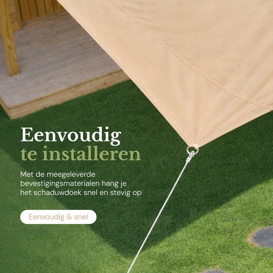 O'DADDY® Schattentuch 4x3m Rechteck - Sonnensegel - Sonnenschutznetz - Markise mit Befestigungsmaterial - Wasserdicht - UV30 Sonnenschutz - Beige