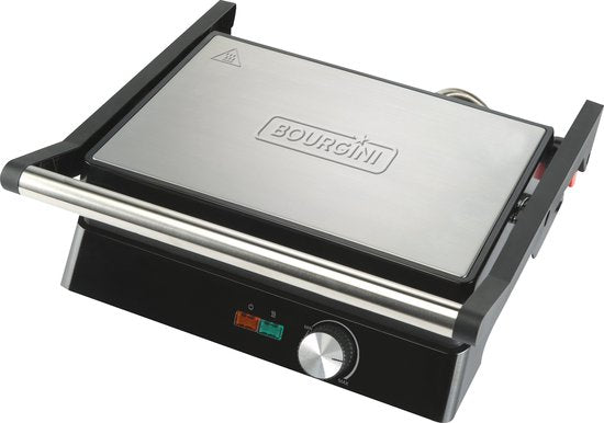 Bourgini Contact Grill Classic - Panini-Grill und Toast-Sandwich-Eisen - Antihaftbeschichtung - Schwimmdeckel - Grillgerät - Kontaktgrill - Edelstahl - BPA frei