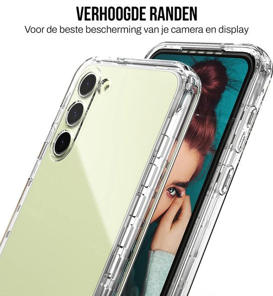 Podec 2-in-1 Case mit Displayschutzfolie geeignet für Samsung Galaxy S23 Transparentes Handy Case - Anti-Schock Case Cover