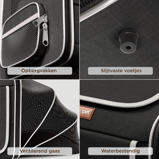 Trevopet® Hundefahrradkorb - 4-in-1 Fahrradkorb Hund, Tragetasche, Rucksack & Autositz - Geeignet für Elektrofahrräder - Für Hunde bis zu 8 kg - Schwarz