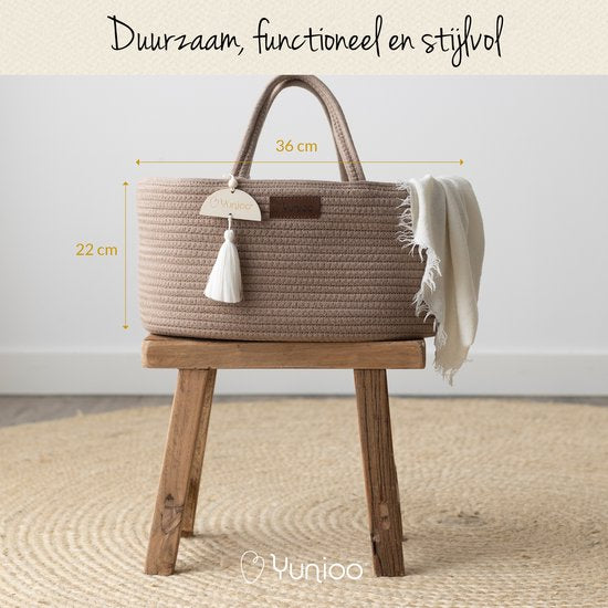 Yunioo Wickeltasche und Warenkorb │ Windelkorb für Baby-Zimmer-Zubehör │ Windel-Organisator │ Kinderzimmer-Aufbewahrungskorb │ Mutterschaft Geschenk Baby-Dusche │Spielzeug-Korb │ Braun