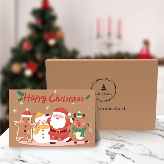 Giftmas Weihnachtskarten - Grußkarten - 36 Stück - Mit Umschlägen und Aufklebern - 10x15cm