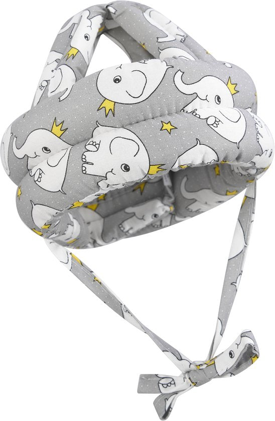 Babykopfschutz - Sicherheitshelm mit Kissen - für Kleinkinder und Babys beim Laufenlernen - weich, leicht und verstellbar - Elefant