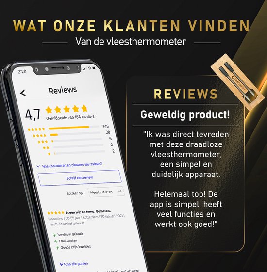 MostEssential Smart Meat Thermometer - Drahtlos - 80M Reichweite - 36 Stunden Betriebszeit - Bluetooth 5.2 - 2000mAh Batterie - Doppelsonde Edition