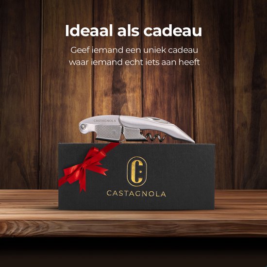 Castagnola Korkenzieher - Kellnermesser - Weinöffner - Flaschenöffner - Hebel - Deluxe - Komplett aus Edelstahl