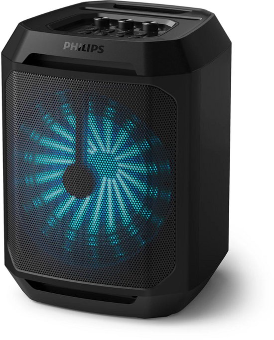 Philips Bluetooth Party Lautsprecher - Karaoke - Party-Lichter - DBB Bass Boost - Bis zu 7 Stunden Spielzeit - Schwarz