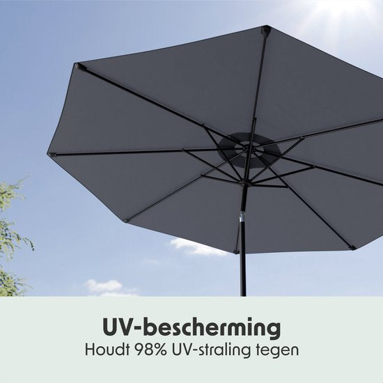 LifeGoods Sonnenschirm - Garten - Ø300 cm - 30° neigbar - Wasserdicht - UPF50+ - Dunkelgrau