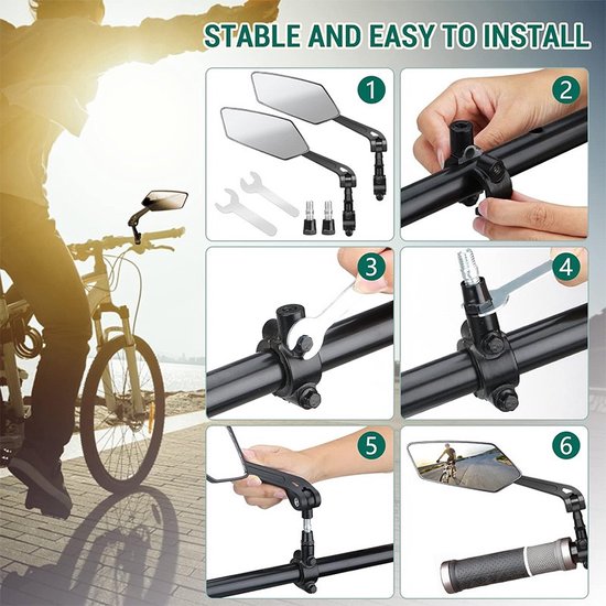 Garpex® 2er Set - Fahrradspiegel rechts und links - Rückspiegel Fahrrad - Fahrradspiegel ebike - Verstellbares Design