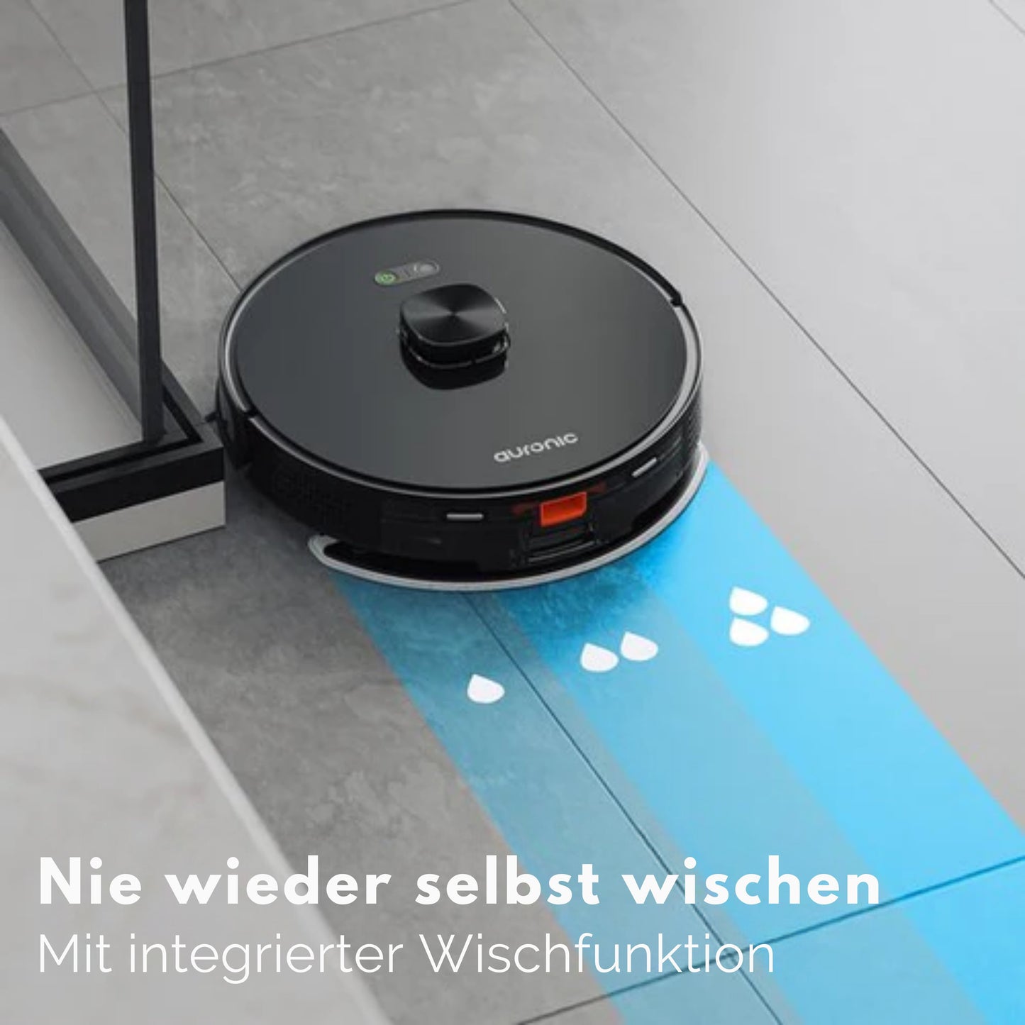 Auronic Staubsaugerroboter - Mit Wischfunktion - WiFi und App - Ladestation - Haustiere - Wischroboter - Lasernavigation - Schwarz