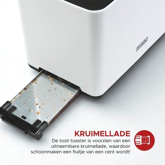 Bourgini Tosti-Toaster mit Bagel-Funktion – Toaster mit Toastklammern – Weiß, mattes Finish – Extra breiter Schlitz, geeignet für 2 Tostis