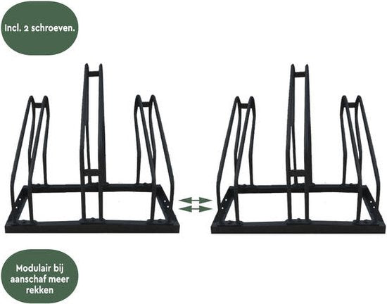 BRASQ Fahrradträger für 3 Fahrräder - Fahrradständer - Fahrradträger - Fahrradhalterung für Boden Inklusive Befestigungsmaterial - Schwarz