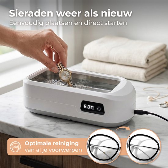 Nuvance Ultraschallreiniger – Brillenreinigungsbad – 640 ml – Ultraschallreiniger für Brillen und Schmuck – Zahnprothesenreiniger
