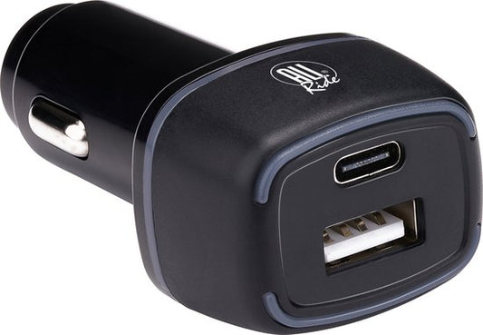 All Ride Car Charger USB - Mit USB-A und USB-C Anschluss - Power Delivery/ Schnellladung 18W - Anschluss an Zigarettenanzünder Auto - Kunststoff - Schwarz