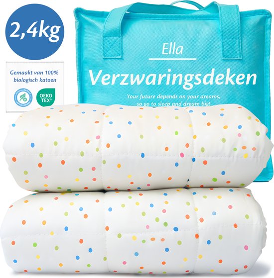 Ella Weighted Blanket Child 2.4kg - OEKO-TEX Baumwoll-Beschwerungsdecke 90 x 120cm - Weighted Blanket Dots