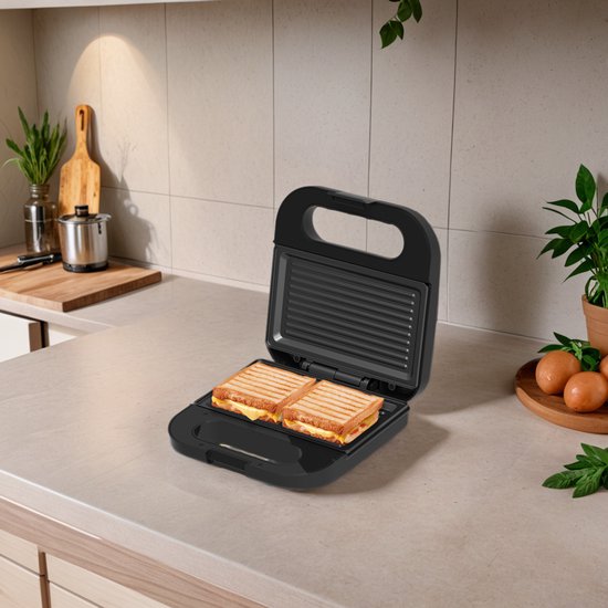 Inventum SG750B - Toasti-Eisen - Panini-Grill - Griddle 22,4 x 13 cm - PFAS frei - Toasti-Maker - 750 Watt - Schwarz