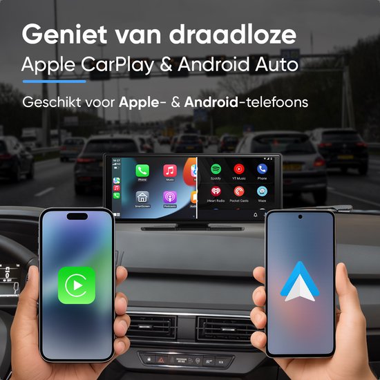 CarMe CarPlay Bildschirm - 10 Zoll - Apple CarPlay & Android Auto (Wireless) - Touchscreen - Navigationssystem