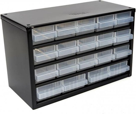 Raaco Stahl-Schubladenschrank mit 19 Schubladen - 30,6 x 15 x 19,5 cm