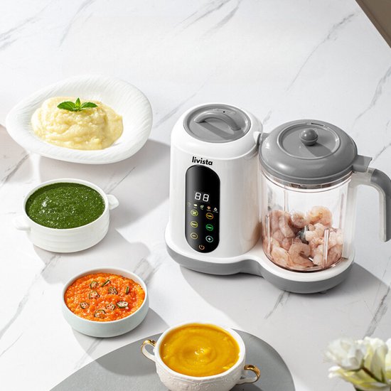 Livista® - Babymixer und Dampfgarer - Großes Fassungsvermögen - Babynahrungsmaschine - Dämpfen, Mixen und Erhitzen - für gesunde Babynahrung
