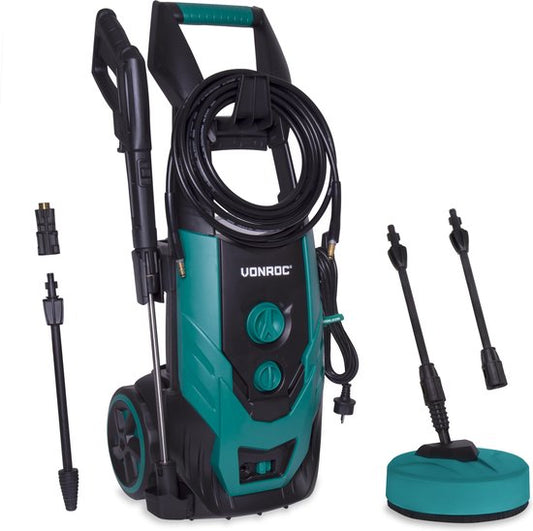 VONROC Hochdruckreiniger - 2200W - 170 bar - 450 l/h - Inkl. 8m Schlauch - Schwarz/Grün