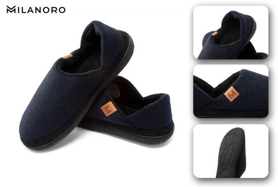 Milanoro - Bequeme, warme Herren Hausschuhe - Navy - 41-42