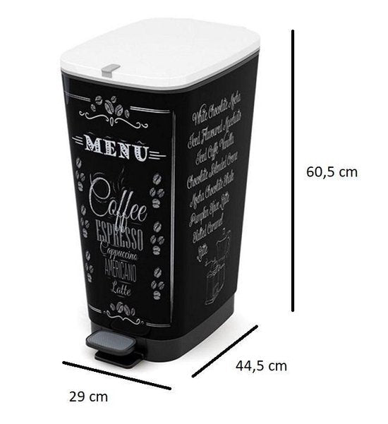 Kis Chic Bin Coffee Menu Mülleimer - 50 l - schwarz