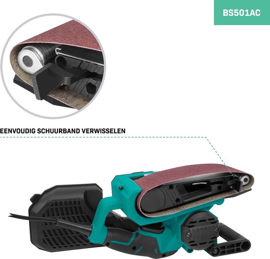 VONROC Bandschleifmaschine 710W - Inkl. 6 Schleifbänder - variable Geschwindigkeit