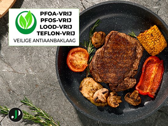 Just Perfecto 15-teiliges Induktionskochgeschirrset - Schwarzes Kochgeschirrset mit Deckel für Gas und Induktion - PFAS frei - Kalte Griffe