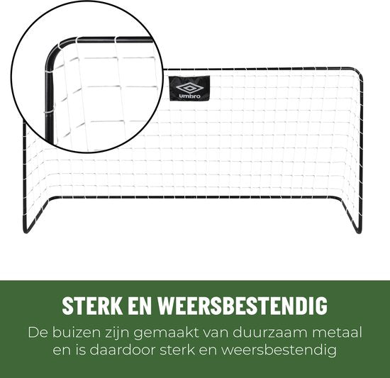 Umbro Fußballtor - Fußballtor 182 x 122 x 61 cm - Fußballtor groß - leicht zu bewegen - Outdoor-Spielzeug für Kinder und Erwachsene - Fußballtrainingstor - Metall - Schwarz/Weiß