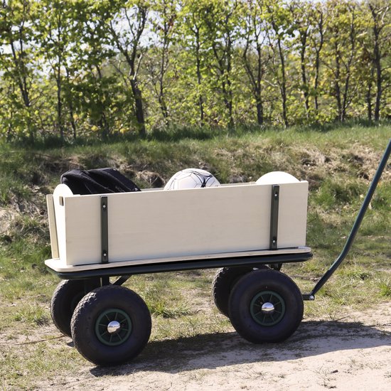 Sunny Billy Beach Wagon Wagon Grün - Klares Holz - Wagen mit Luftreifen - 94x61x97cm
