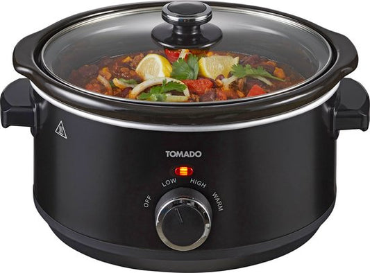 Tomado TSC3501B - Slowcooker - 3,5 Liter - Keramik-Innenbehälter - 3 Heizstufen - Warmhaltefunktion - PFAS-frei - Schwarz