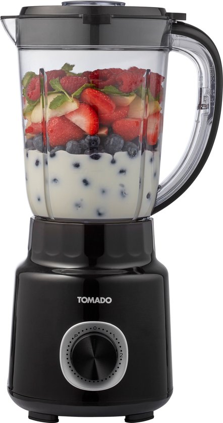 Tomado TTB1501B - Mixer - 1,5 Liter - 2 Geschwindigkeiten - 500W - Pulsmodus - Deckelschutz - Schwarz