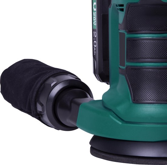 VONROC Exzenterschleifer - VPower 20V - Inkl. 2.0Ah Akku & Ladegerät - Ø125mm - Mit Staubbeutel & 12 Stück Schleifpapier