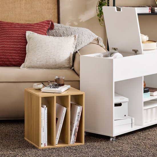 SoBuy FBT134-W Druckerschrank - Weißer Büroschrank mit 4 Rädern