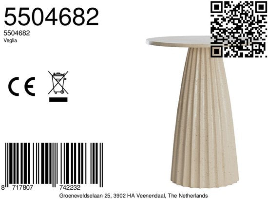 Light & Living Beistelltisch Veglia - Ø45cm - Modern - Beige