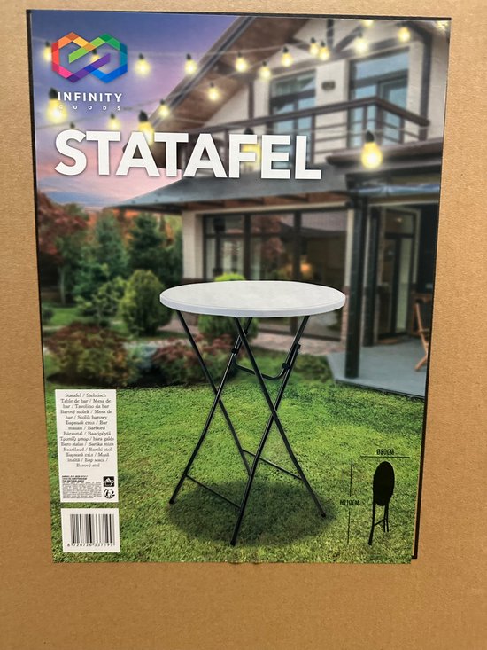 Infinity Goods 2x Stevige Statafel + 2x Zwarte Statafelrok - Partytafel - Robuust en Weersbestendig - Inklapbaar - 80cm x 110cm - Feest - Wit/Zwart