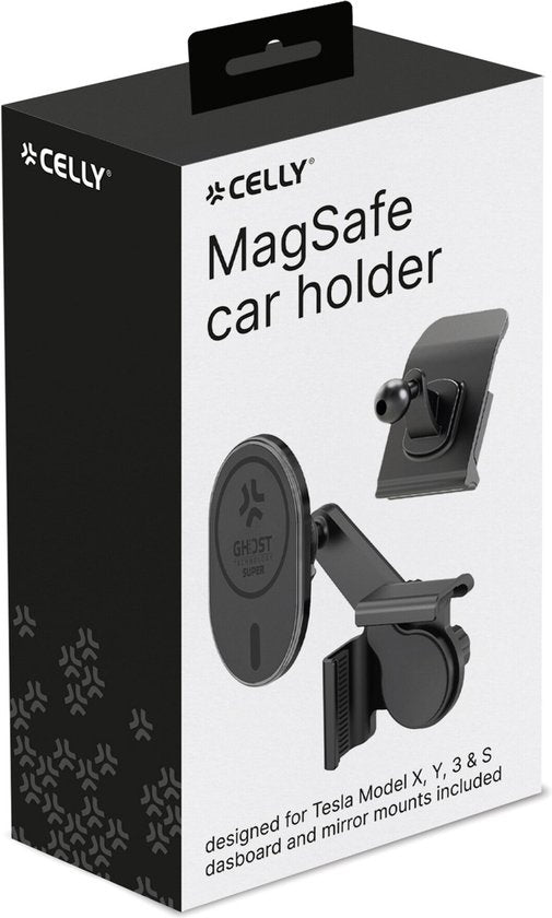 Celly MagSafe-Handyhalterung – Für Tesla Model X, Y, 3 und S – Befestigung an Lüftungsgitter/Monitor – um 360° drehbar