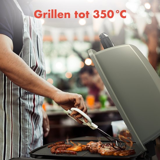 KitchenBrothers Gas BBQ - Steh- und Tischgrill - Tischgrill - Antihaft - 37x48 cm Grillfläche - Schwarz
