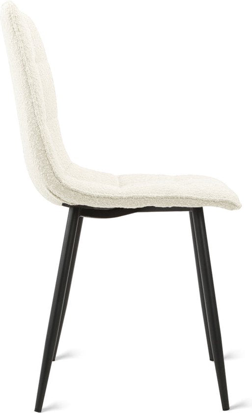 Multifurn - Esstischstuhl 'Yerevan' (Bouclé, Elfenbein, 2er Set)