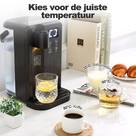 Nimma Heißwasserspender - 3 Liter - 40-100℃ - Heißwasserhahn - 200/350/500 ml - Wasserkocher - Schwarz