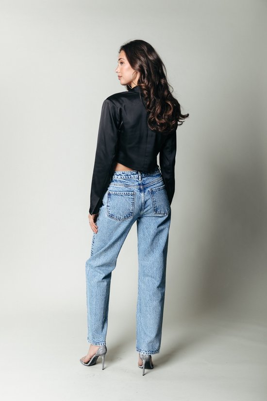 Bunte Rebel Jones Strass Mid Rise Straight Leg Denim Hosen - S