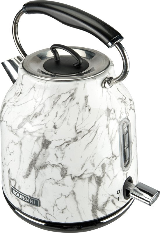 Marmor-Wasserkocher retro - Marmor-Druck - Schnurlos zu bedienen - Metall - Anti-Verbrühungs-Wasserfilter - geräumige 1,7L Kapazität für 8 Tassen Tee - BPA frei