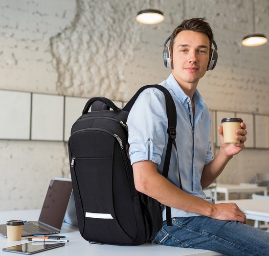 Wadu Anti-Diebstahl wasserdichten Rucksack enthält Usb-Ladestation 14 T/m 15,6 Zoll schwarz
