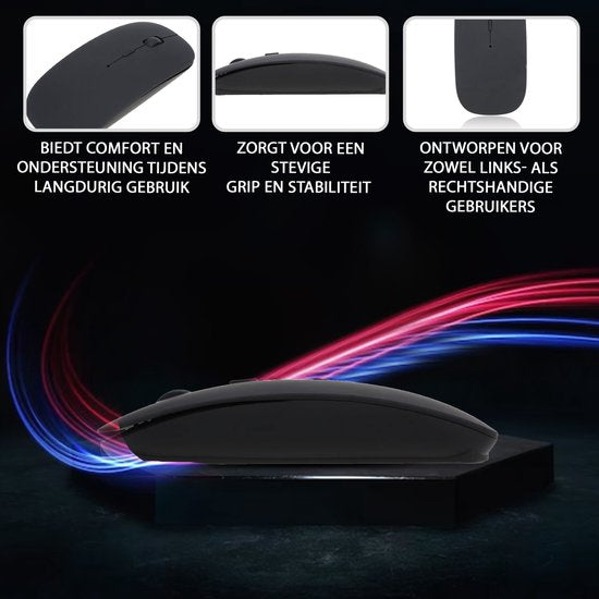 K&L Kabellose Maus - Kabellose Bluetooth-Maus Laptop - Geräuschlos - Wiederaufladbar - Schwarz