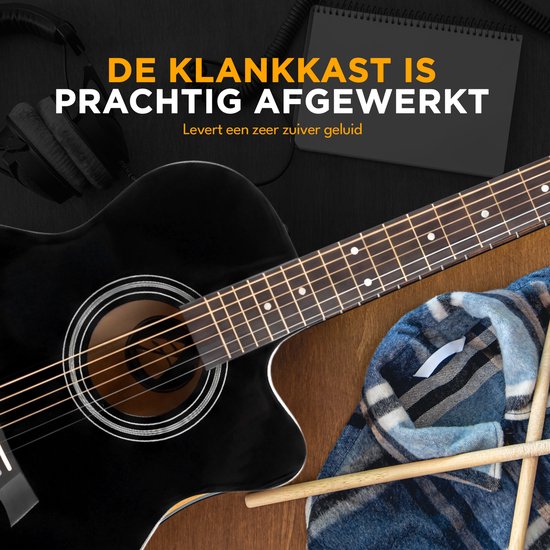 Finesse Akustikgitarre - mit Videokurs - 4/4 40" - Westerngitarre - Gitarre Kinder & Erwachsene - Schwarz