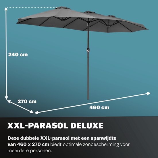 Kingsleeve Doppel-Sonnenschirm XXL - 460x270cm UV-Schutz - Anthrazit