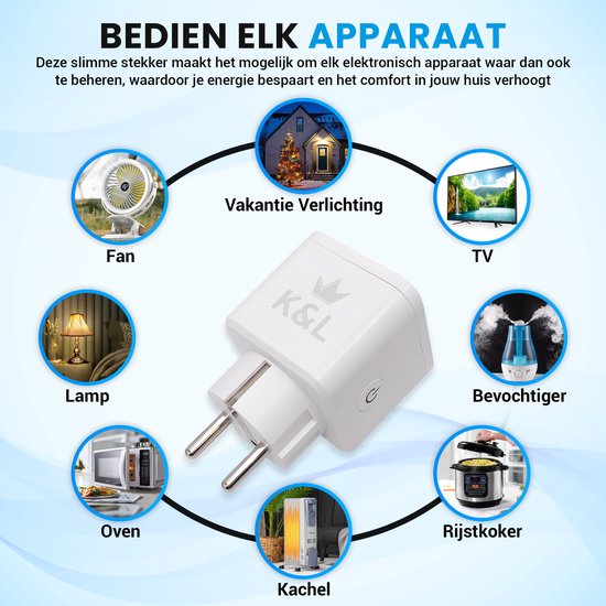 K&L Smart Plug - Intelligenter Stecker - inkl. Energiezähler und Zeitschaltuhr