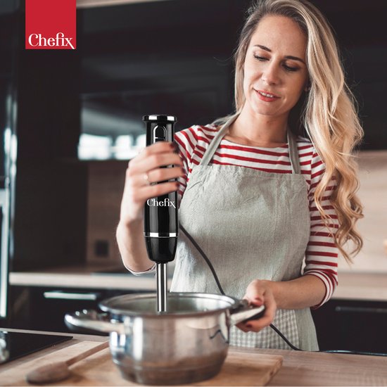 Chefix Stabmixer Set 4-in-1 - Stabmixer - Schneebesen Schneebesen Messbecher - 750 W - Schwarz