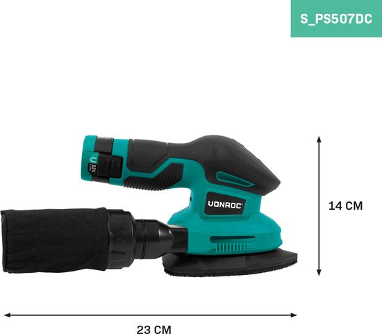 VONROC Akku-Schleifer 12V - Inkl. Akku, USB-Kabel und Schleifpapier