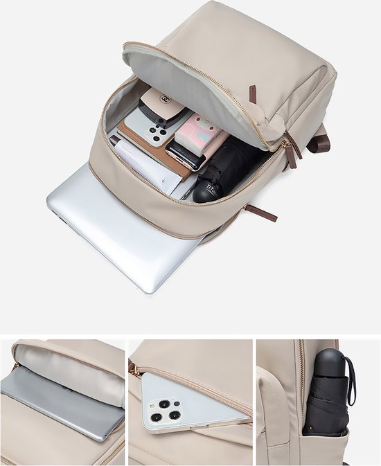 AramaeÂ® - Rucksack Damen - Rucksack Damen - Rucksack Mädchen - Laptop Tasche 14 Zoll - Schultasche - Beige Rucksack